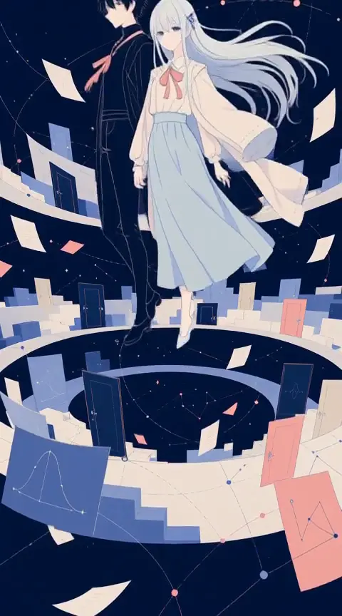 s027の最初の生成結果。環の上に二人が立ち、衣装も変わっている