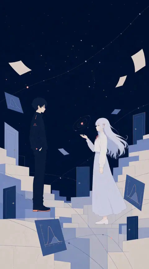 s054の3回目の生成。無人のはずが二人が向かい合って立っている